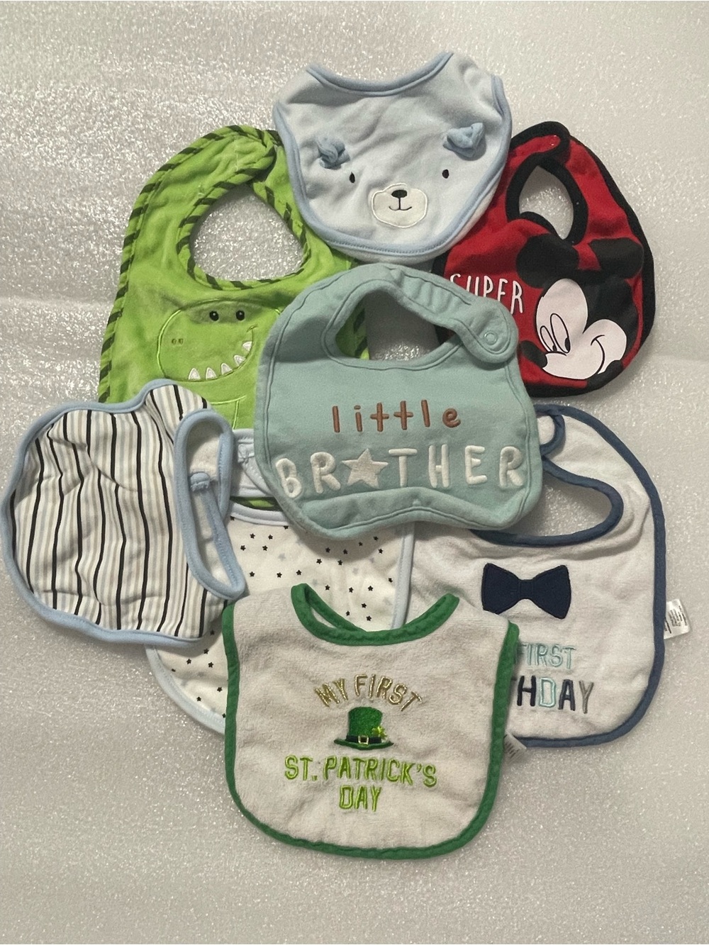 Multiples Baby Bib Set - Light Blue, Green, Red, White, Black